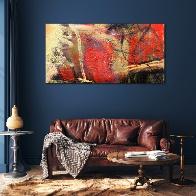 Abstract landscape with intense colors Glass Wall Art