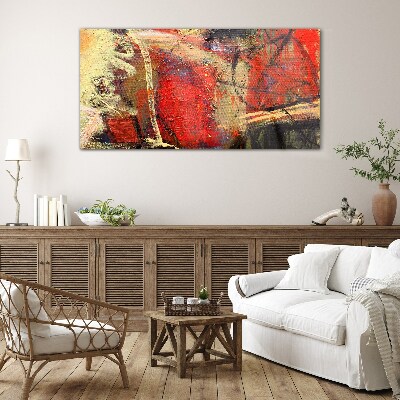 Abstract landscape with intense colors Glass Wall Art