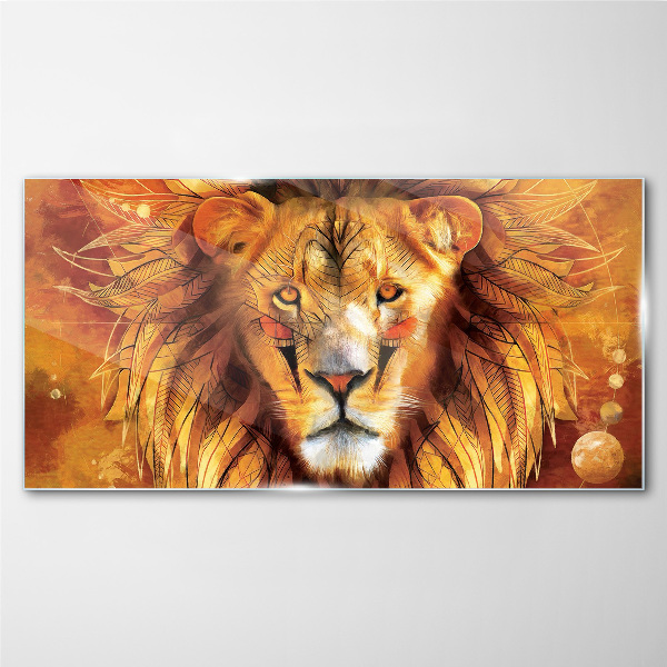 Lion in Golden Majesty Glass Wall Art