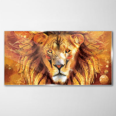 Lion in Golden Majesty Glass Wall Art
