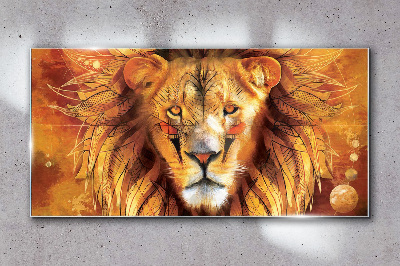 Lion in Golden Majesty Glass Wall Art