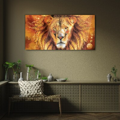 Lion in Golden Majesty Glass Wall Art