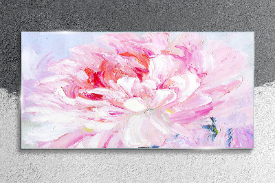 Pink peony with a delicate glow Glass Wall Art
