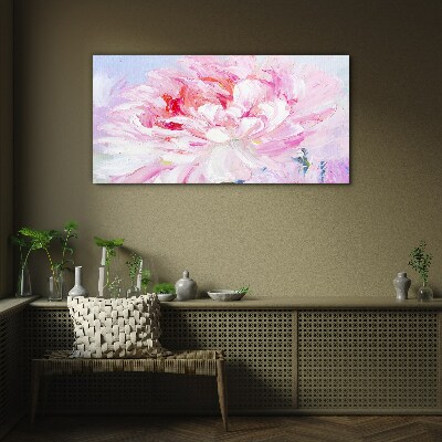 Pink peony with a delicate glow Glass Wall Art