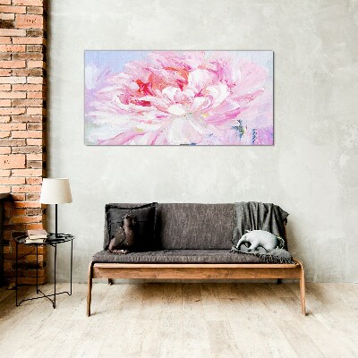 Pink peony with a delicate glow Glass Wall Art