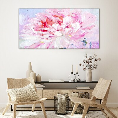 Pink peony with a delicate glow Glass Wall Art