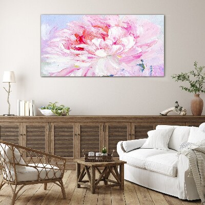 Pink peony with a delicate glow Glass Wall Art