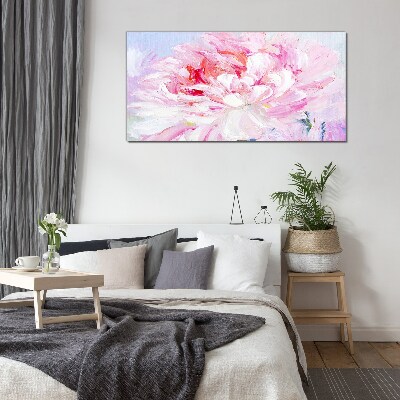 Pink peony with a delicate glow Glass Wall Art