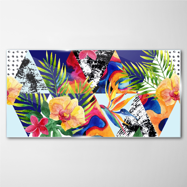 Tropical Mosaic of Colors Glass Wall Art