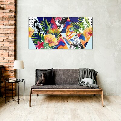 Tropical Mosaic of Colors Glass Wall Art