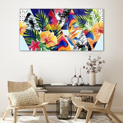 Tropical Mosaic of Colors Glass Wall Art