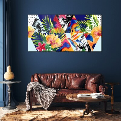 Tropical Mosaic of Colors Glass Wall Art