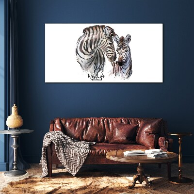 Zebra in the wild Glass Wall Art