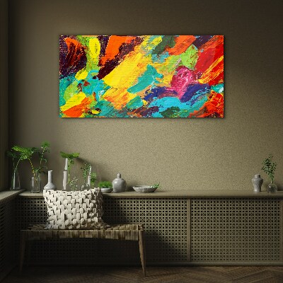 Vivid colors in an abstract dance Glass Wall Art