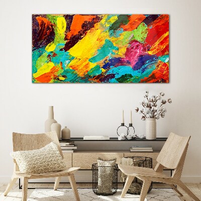 Vivid colors in an abstract dance Glass Wall Art