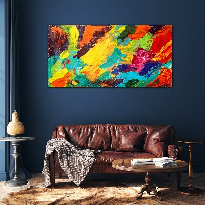 Vivid colors in an abstract dance Glass Wall Art