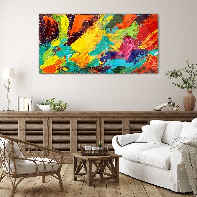 Vivid colors in an abstract dance Glass Wall Art