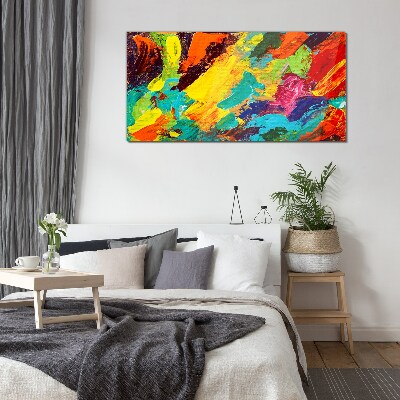 Vivid colors in an abstract dance Glass Wall Art