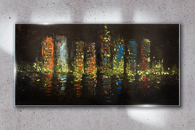 Abstract city lights Glass Wall Art