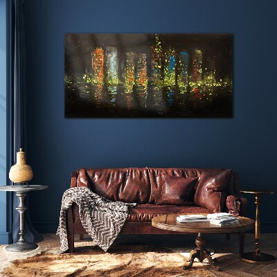 Abstract city lights Glass Wall Art
