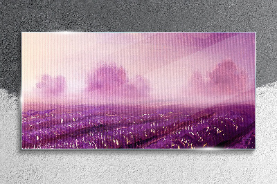 Purple landscape in the morning Glass Wall Art