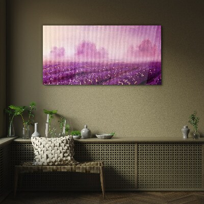 Purple landscape in the morning Glass Wall Art