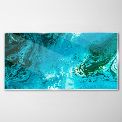Ocean waves in blue Glass Wall Art