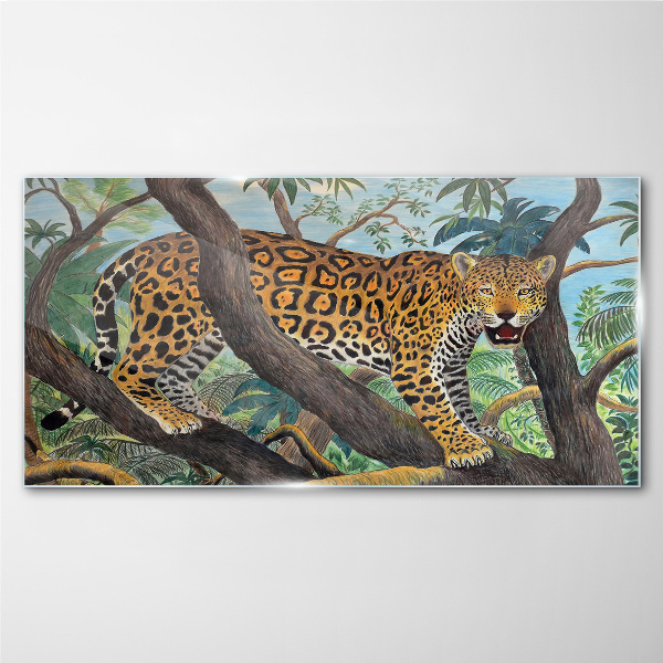 Jungle cat tree pet Glass Wall Art