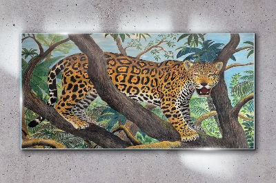 Jaguar in a tropical forest Glass Wall Art
