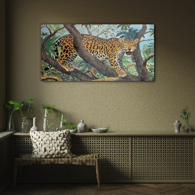 Jaguar in a tropical forest Glass Wall Art