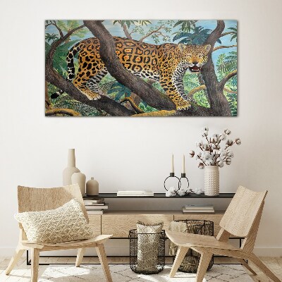 Jaguar in a tropical forest Glass Wall Art