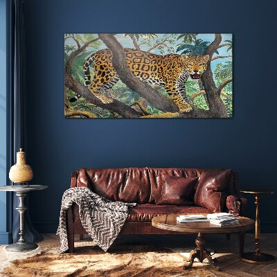 Jaguar in a tropical forest Glass Wall Art