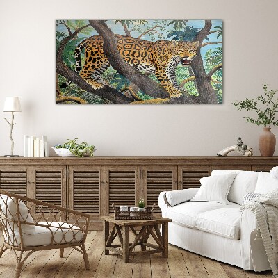 Jaguar in a tropical forest Glass Wall Art
