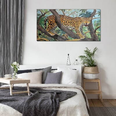 Jaguar in a tropical forest Glass Wall Art