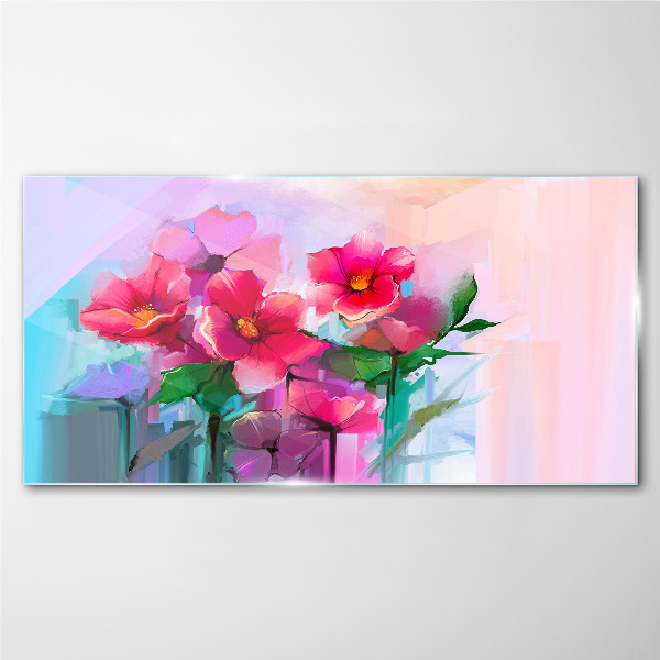 Flower dance in pastel colors Glass Wall Art