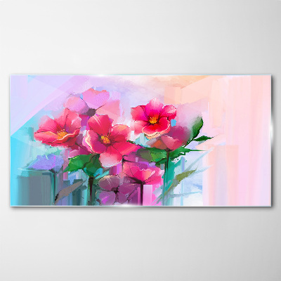 Flower dance in pastel colors Glass Wall Art