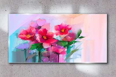 Flower dance in pastel colors Glass Wall Art