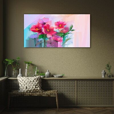 Flower dance in pastel colors Glass Wall Art