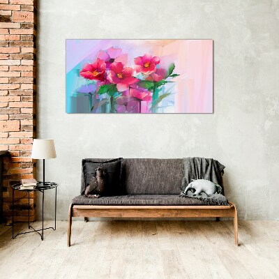 Flower dance in pastel colors Glass Wall Art