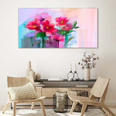 Flower dance in pastel colors Glass Wall Art
