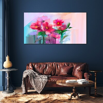 Flower dance in pastel colors Glass Wall Art