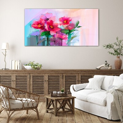 Flower dance in pastel colors Glass Wall Art