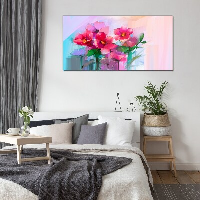 Flower dance in pastel colors Glass Wall Art