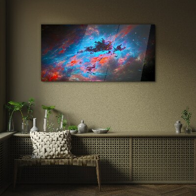 Cosmic dance of colors Glass Wall Art