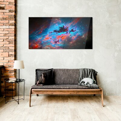 Cosmic dance of colors Glass Wall Art