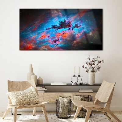 Cosmic dance of colors Glass Wall Art