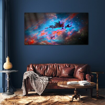 Cosmic dance of colors Glass Wall Art