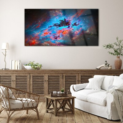Cosmic dance of colors Glass Wall Art
