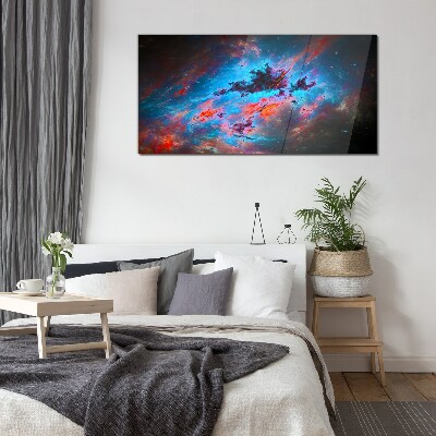 Cosmic dance of colors Glass Wall Art