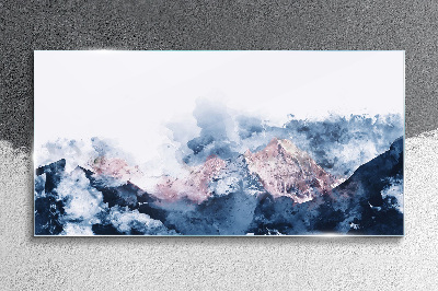 Mountain landscape in shades of blue Glass Wall Art